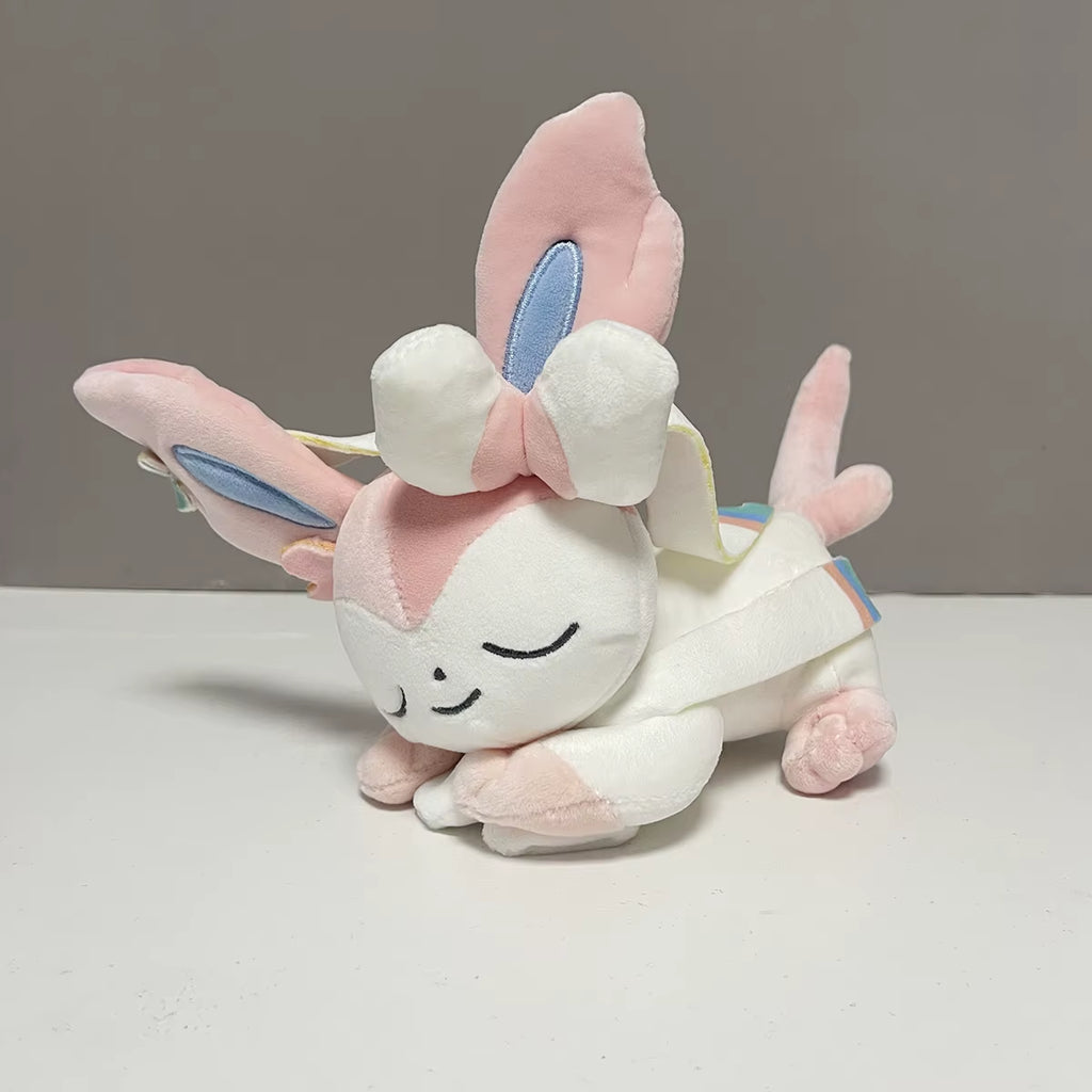 New Sleeping Pokemon Plush Toy Soft Cute Eevee Evolution Glaceon Leafeon Sylveon Doll Gifts