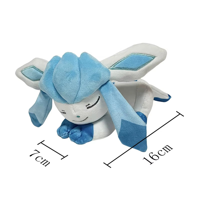 New Sleeping Pokemon Plush Toy Soft Cute Eevee Evolution Glaceon Leafeon Sylveon Doll Gifts