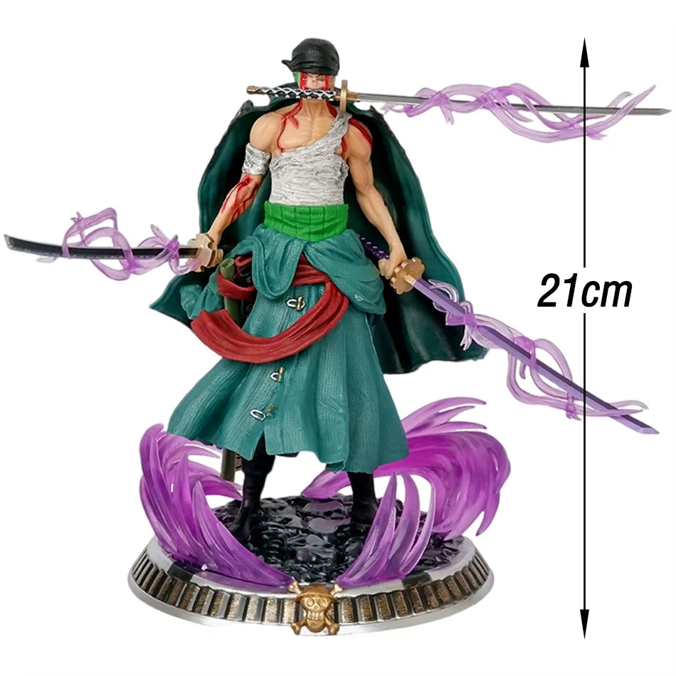 21Cm One Piece Anime Figure Bath Blood Roronoa Zoro PVC Model Action Figure Collection Exquisite Birthday Christmas Gifts