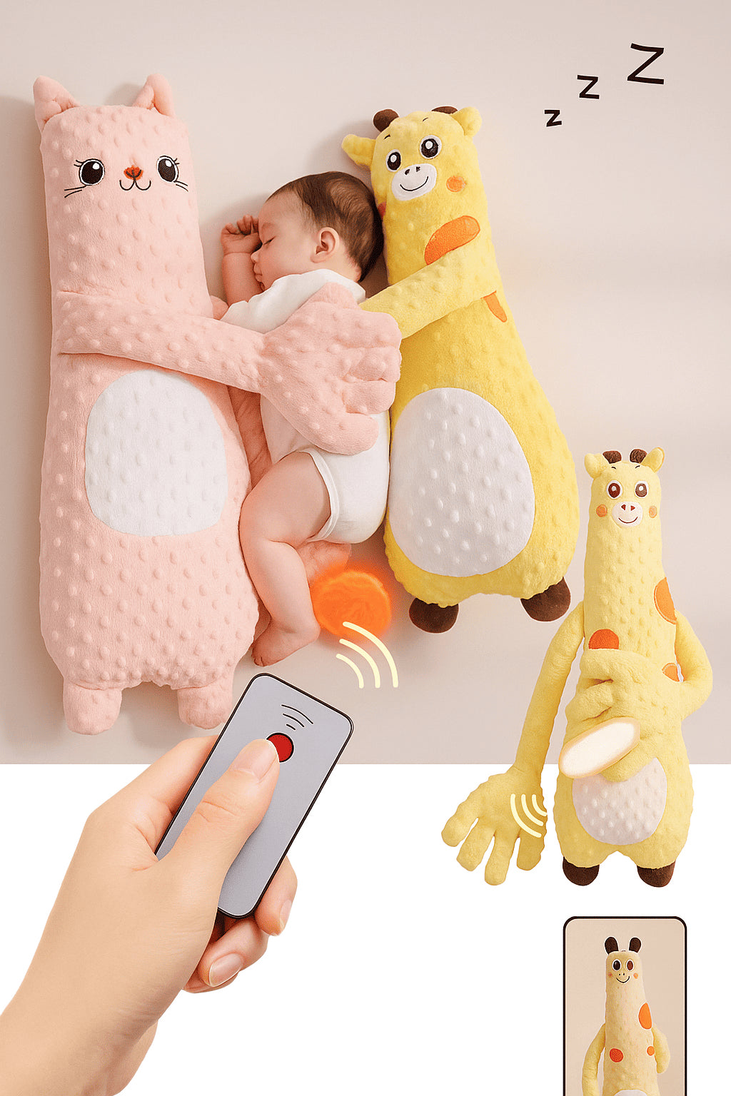 Oreiller électrique apaisant – Poupée de sommeil à paume simulée