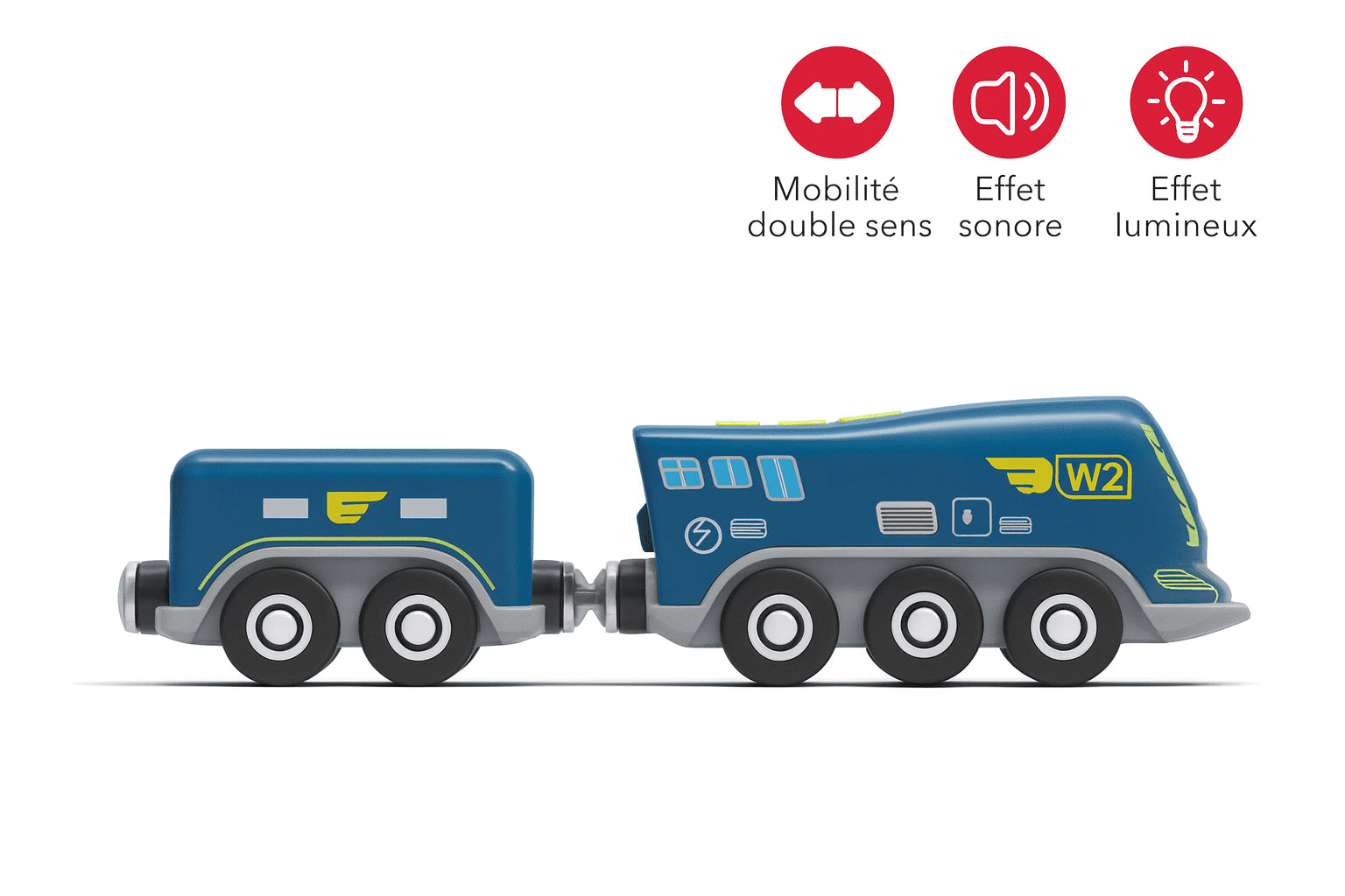 🚂 Train Électrique Magnétique – Locomotive + Wagon