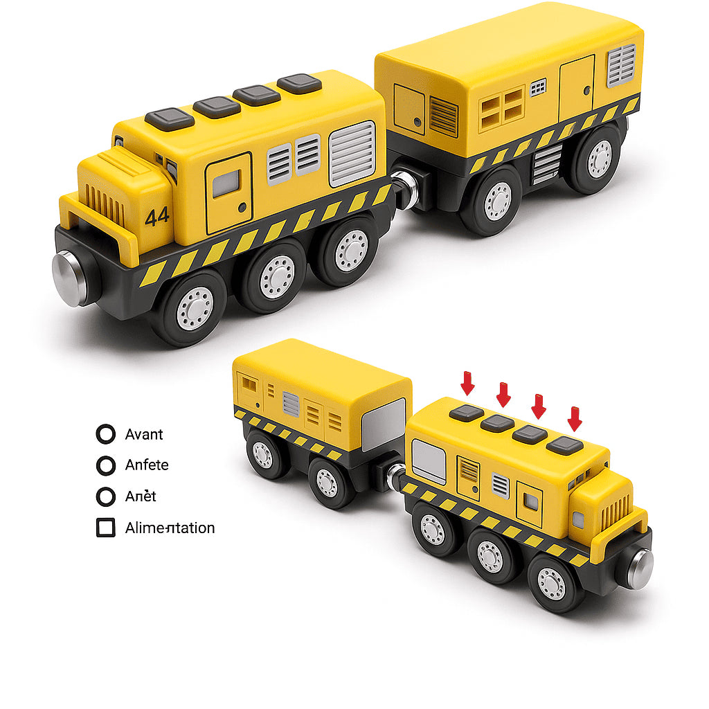 🚂 Train Électrique Magnétique – Locomotive + Wagon