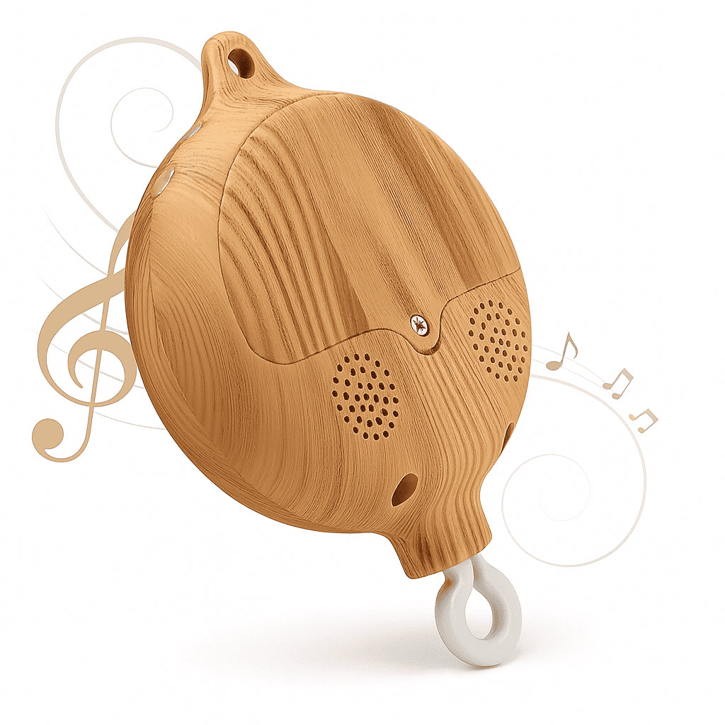 🌙 Mobile musical en bois pour berceau – Jouet apaisant