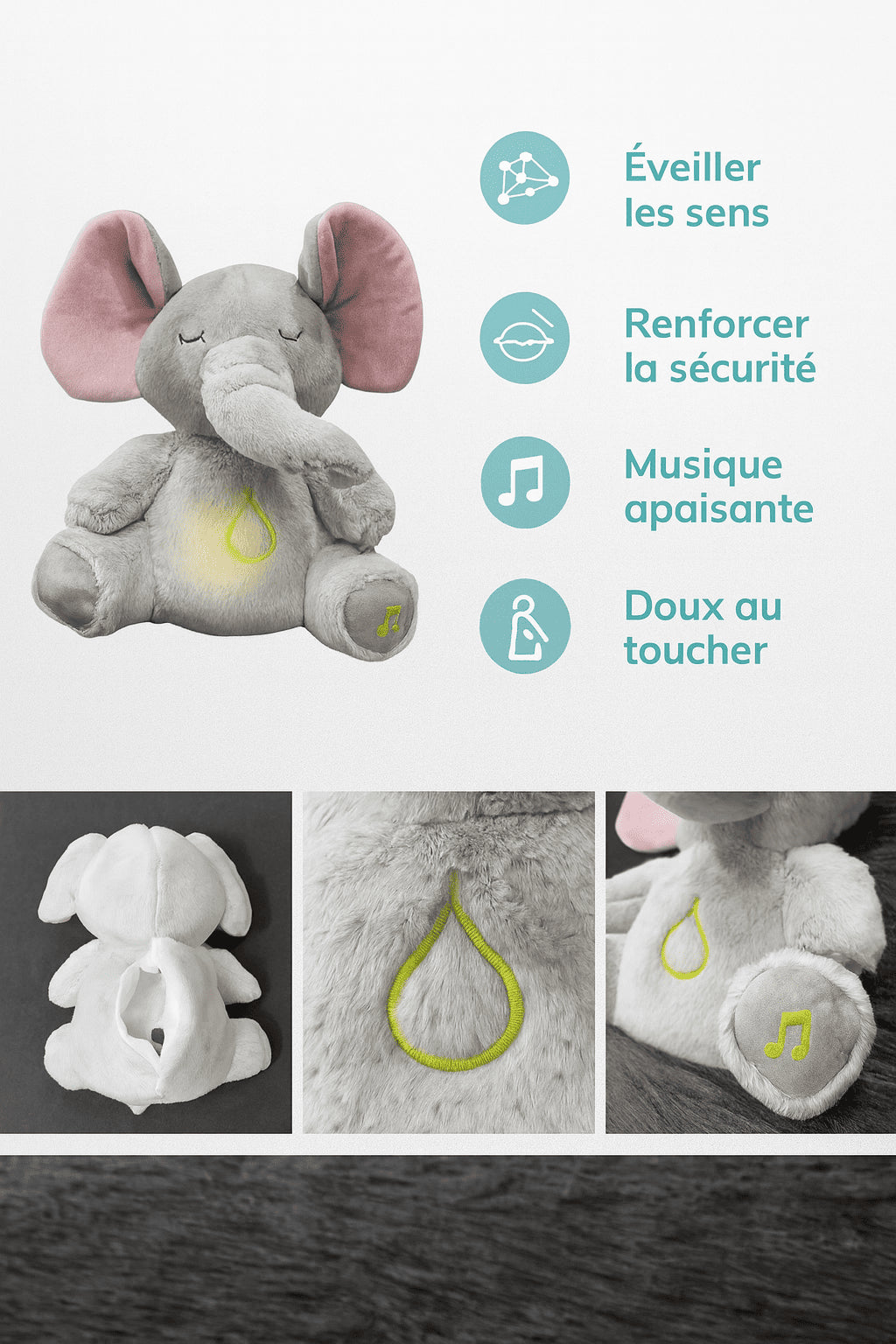 Ours en peluche respiratoire interactif – 30 cm