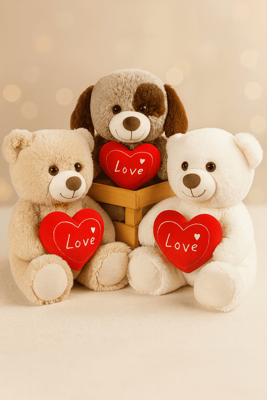 Ours en peluche avec nœud papillon coloré – env. 35cm