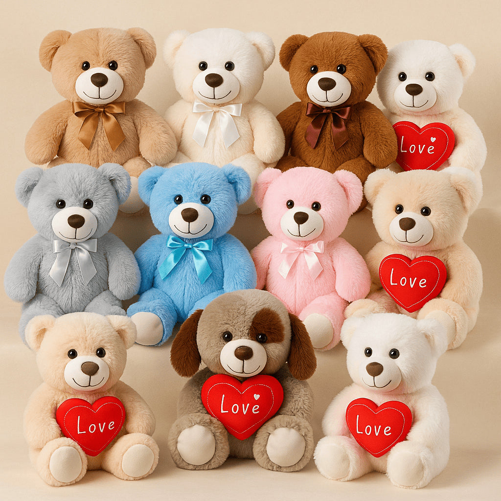 Ours en peluche avec nœud papillon coloré – env. 35cm