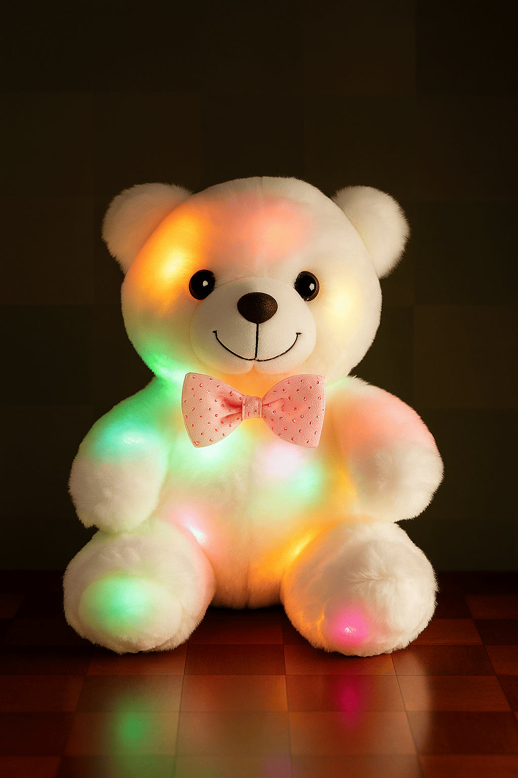 Ours en peluche lumineux LED – Nœud papillon – 22/45 cm