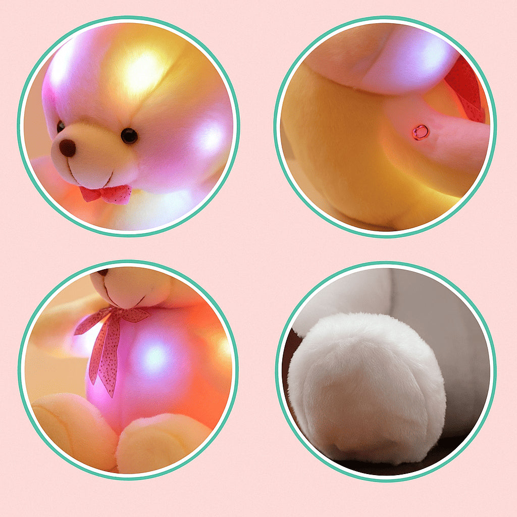 Ours en peluche lumineux LED – Nœud papillon – 22/45 cm