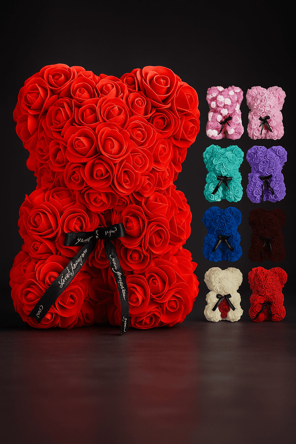Ours en peluche rose éternelle – Fleur artificielle 25cm