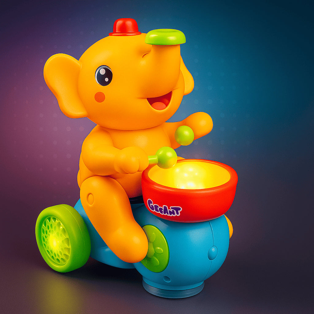 Éléphant batteur musical – Marche, LED  activité sensorielle
