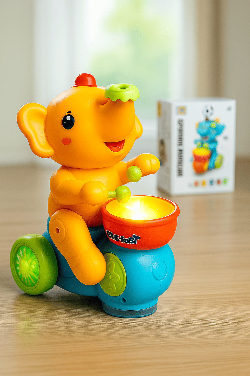 Éléphant batteur musical – Marche, LED  activité sensorielle