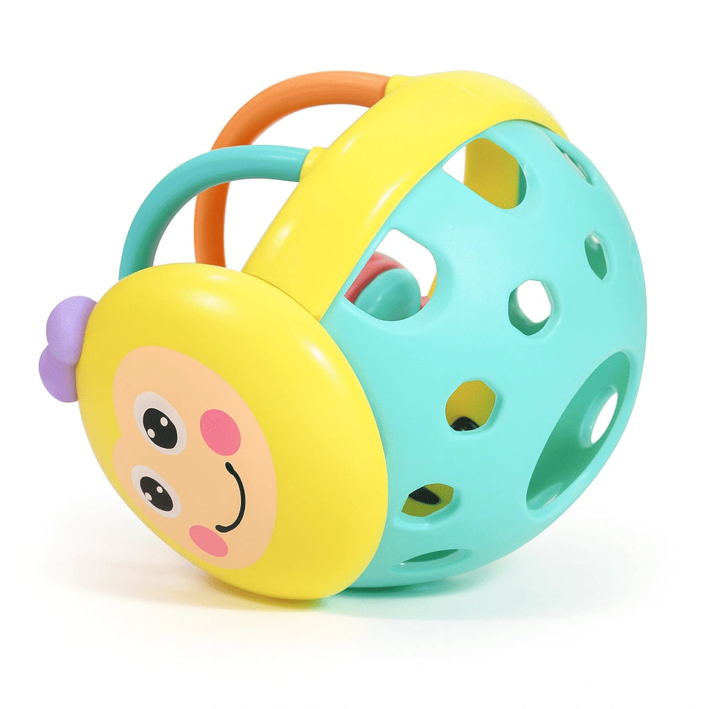 🍼 Balle Hochet Sensorielle 10 cm – Préhension & Eveil (1 pièce)