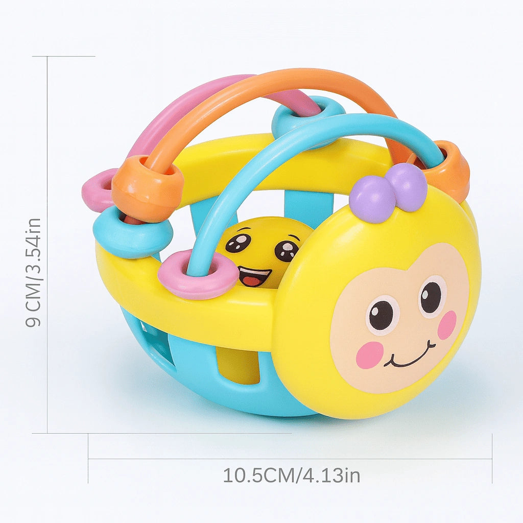 🍼 Balle Hochet Sensorielle 10 cm – Préhension & Eveil (1 pièce)