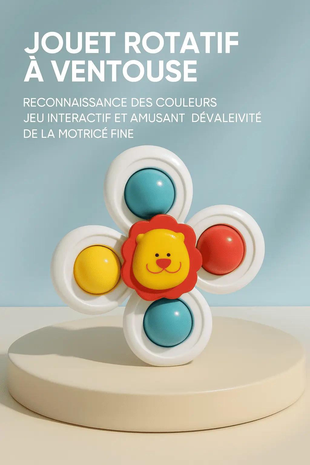 🛁 Jouet Spinner à Ventouse (Lot de 3) – Bain & Jeux Sensoriels