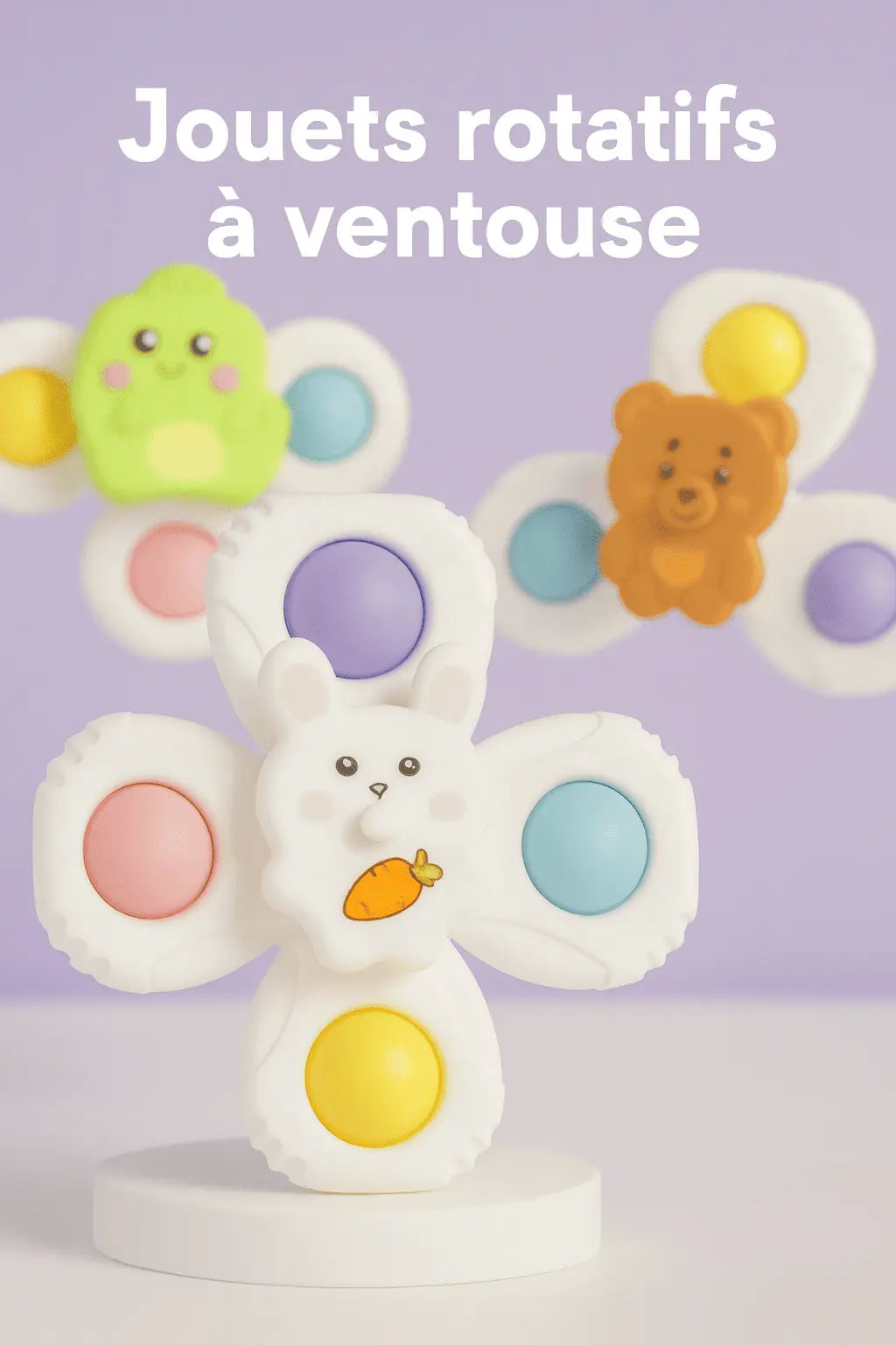 🛁 Jouet Spinner à Ventouse (Lot de 3) – Bain & Jeux Sensoriels