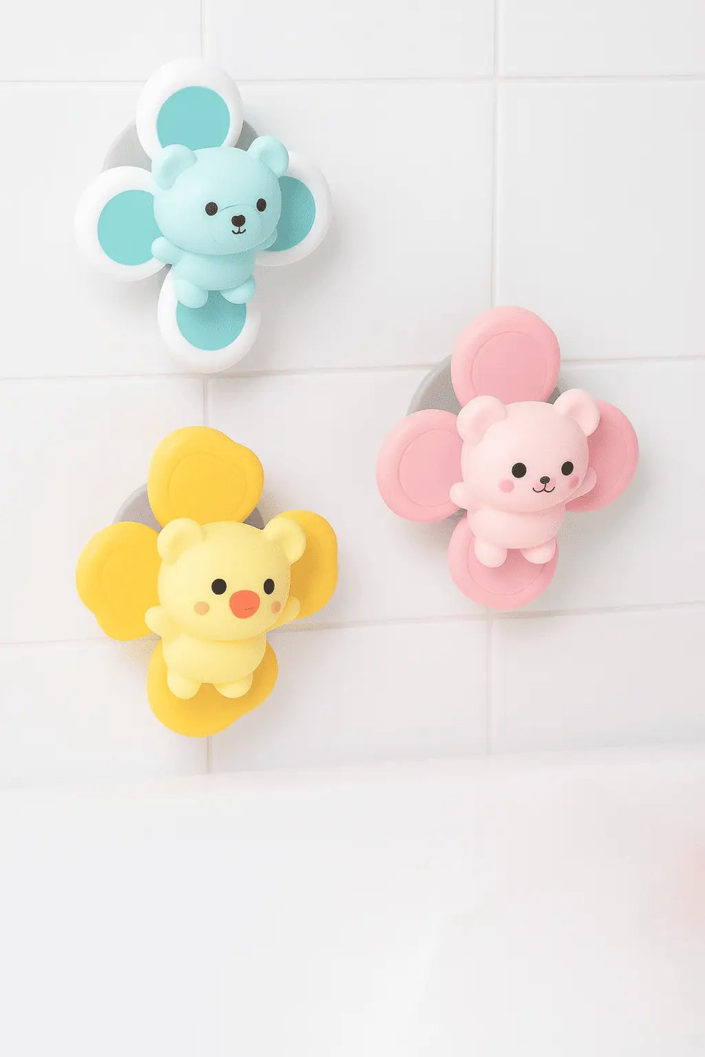 🛁 Jouet Spinner à Ventouse (Lot de 3) – Bain & Jeux Sensoriels