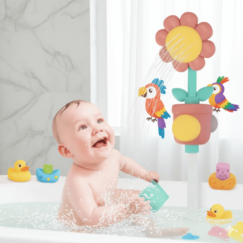 🌻 Jouet de Bain Tournesol – Douche Amusante pour Bébé
