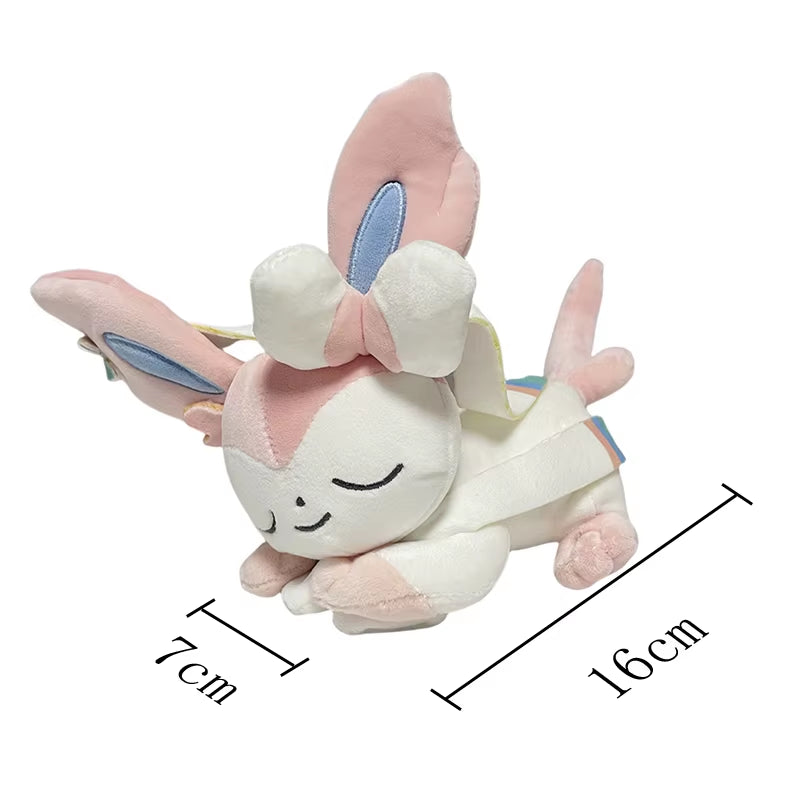 New Sleeping Pokemon Plush Toy Soft Cute Eevee Evolution Glaceon Leafeon Sylveon Doll Gifts